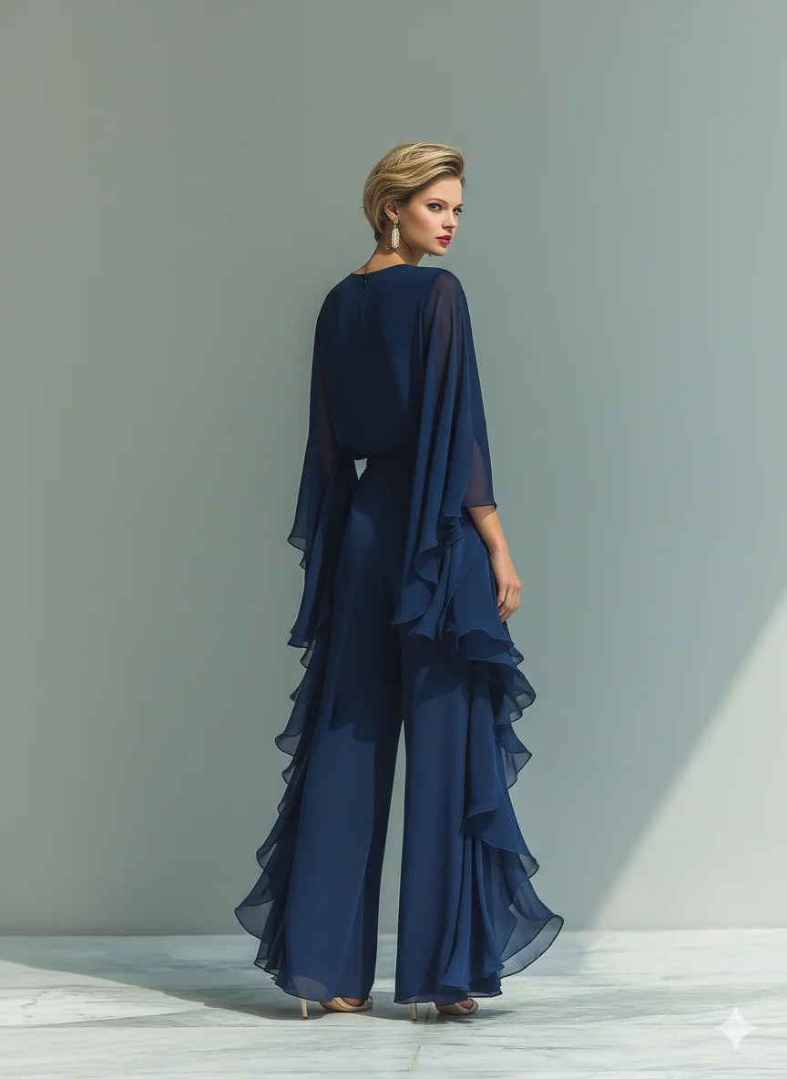 Women's Polyester Cape Sleeve Maxi Dress