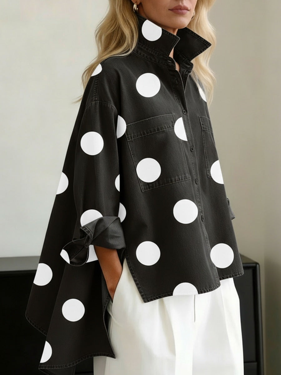Women's Polka Dot Longline Shirt
