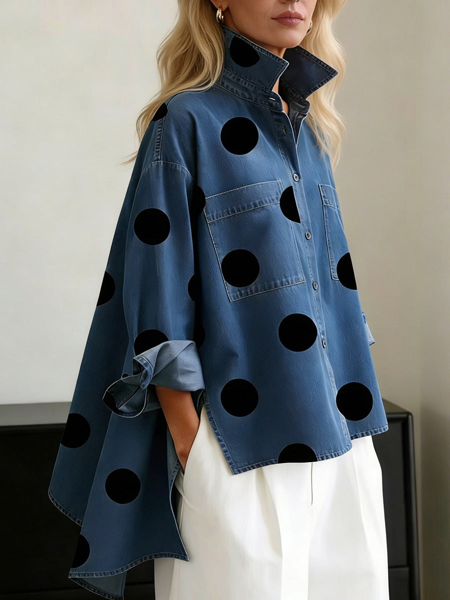 Women's Polka Dot Longline Shirt