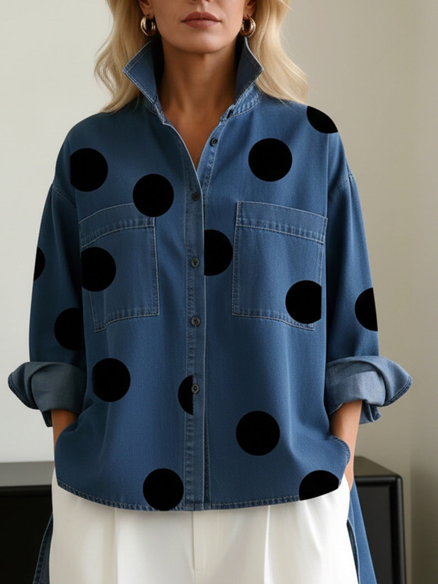 Women's Polka Dot Longline Shirt
