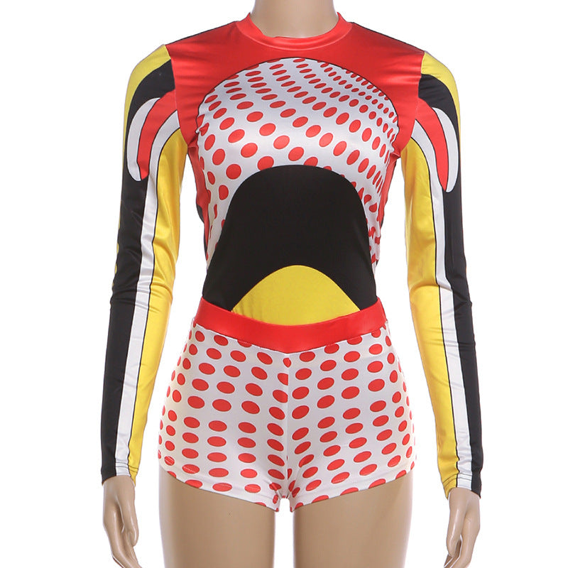 Women's Printed Two Piece Shorts Set