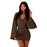 Women's Bell Sleeve Bodycon Mini Dress