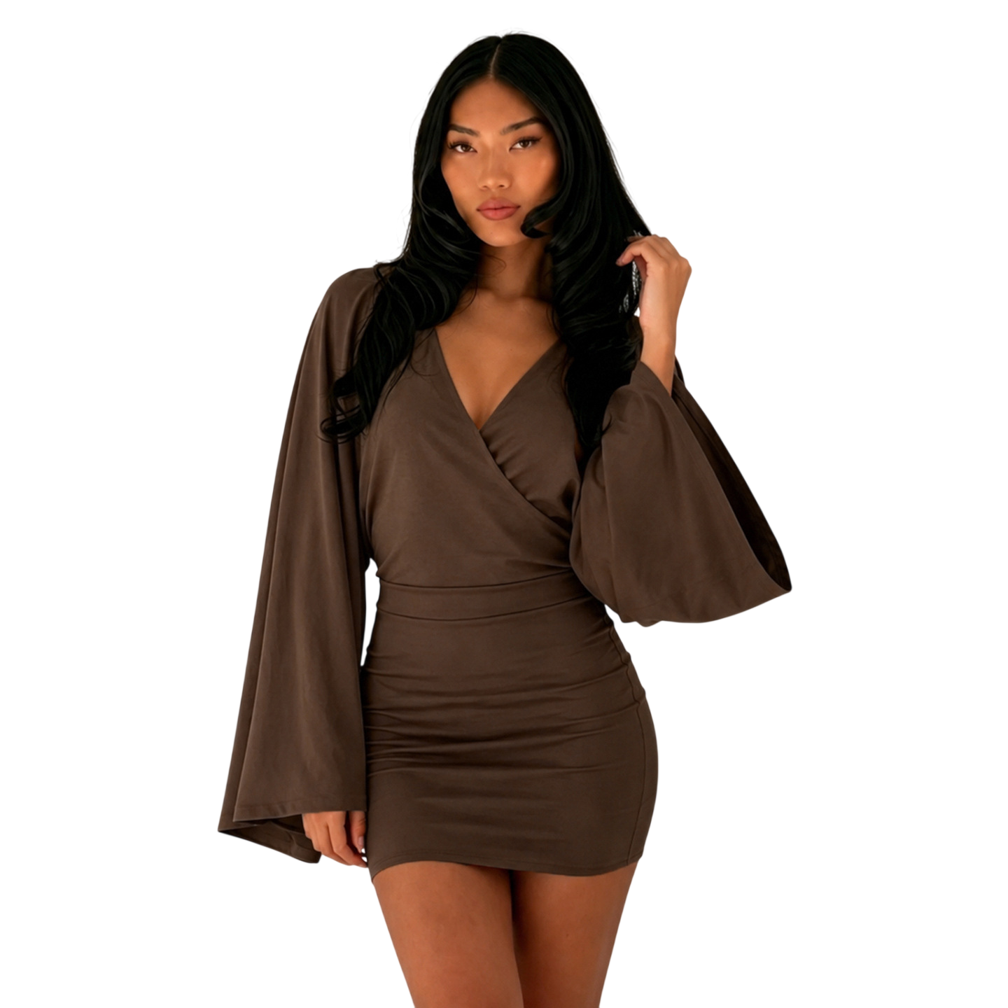 Women's Bell Sleeve Bodycon Mini Dress