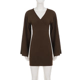 Women's Bell Sleeve Bodycon Mini Dress
