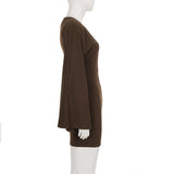 Women's Bell Sleeve Bodycon Mini Dress