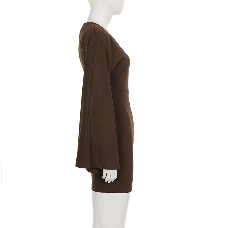 Women's Bell Sleeve Bodycon Mini Dress