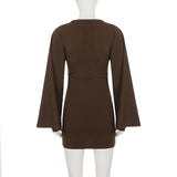 Women's Bell Sleeve Bodycon Mini Dress