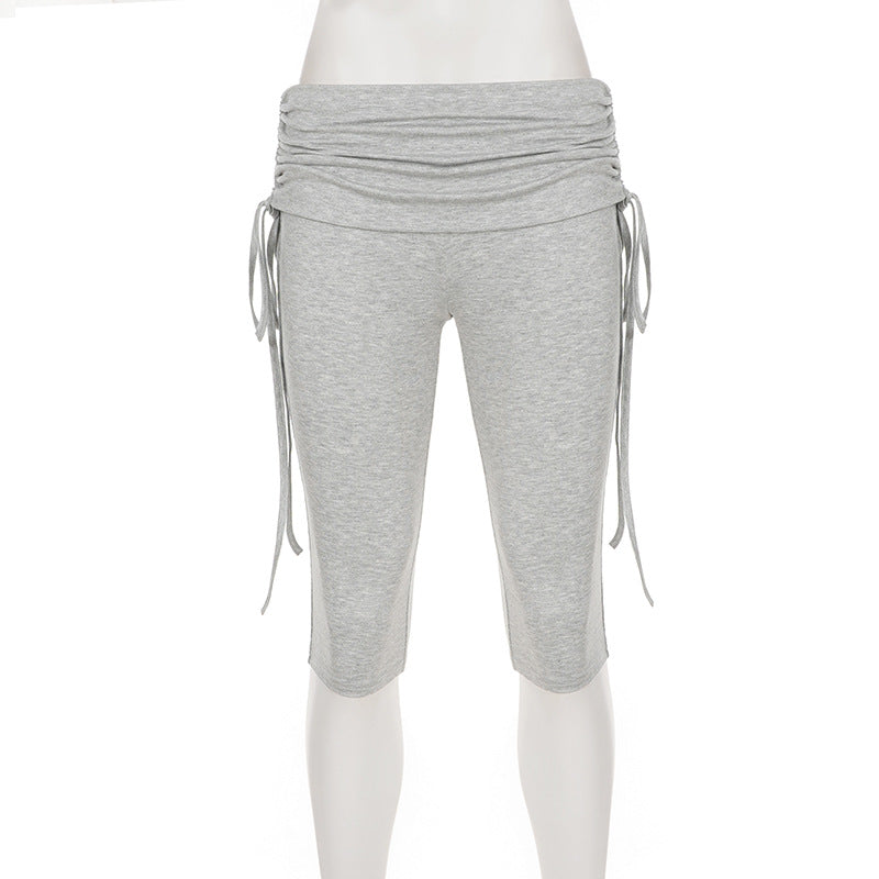 Women's Ruched Drawstring Knee Length Shorts