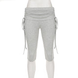 Women's Ruched Drawstring Knee Length Shorts