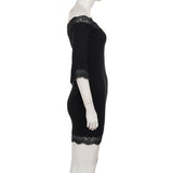 Women's Off Shoulder Lace Mini Bodycon Dress