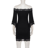 Women's Off Shoulder Lace Mini Bodycon Dress