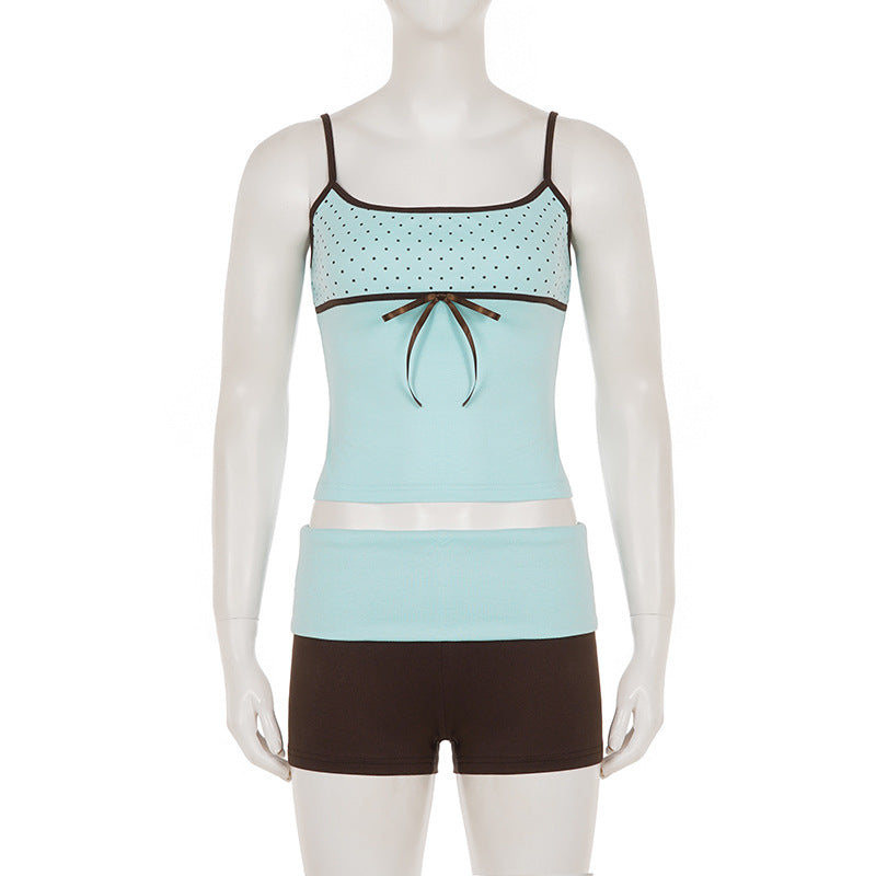 Women's Bow Detail Tank Top & Shorts Set
