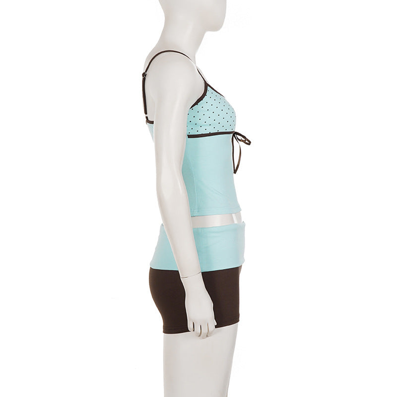 Women's Bow Detail Tank Top & Shorts Set