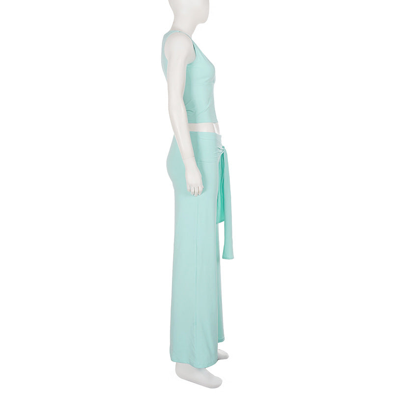 Women's Wrap Top & Wide Leg Pants Set