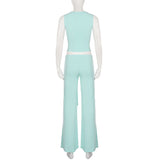 Women's Wrap Top & Wide Leg Pants Set