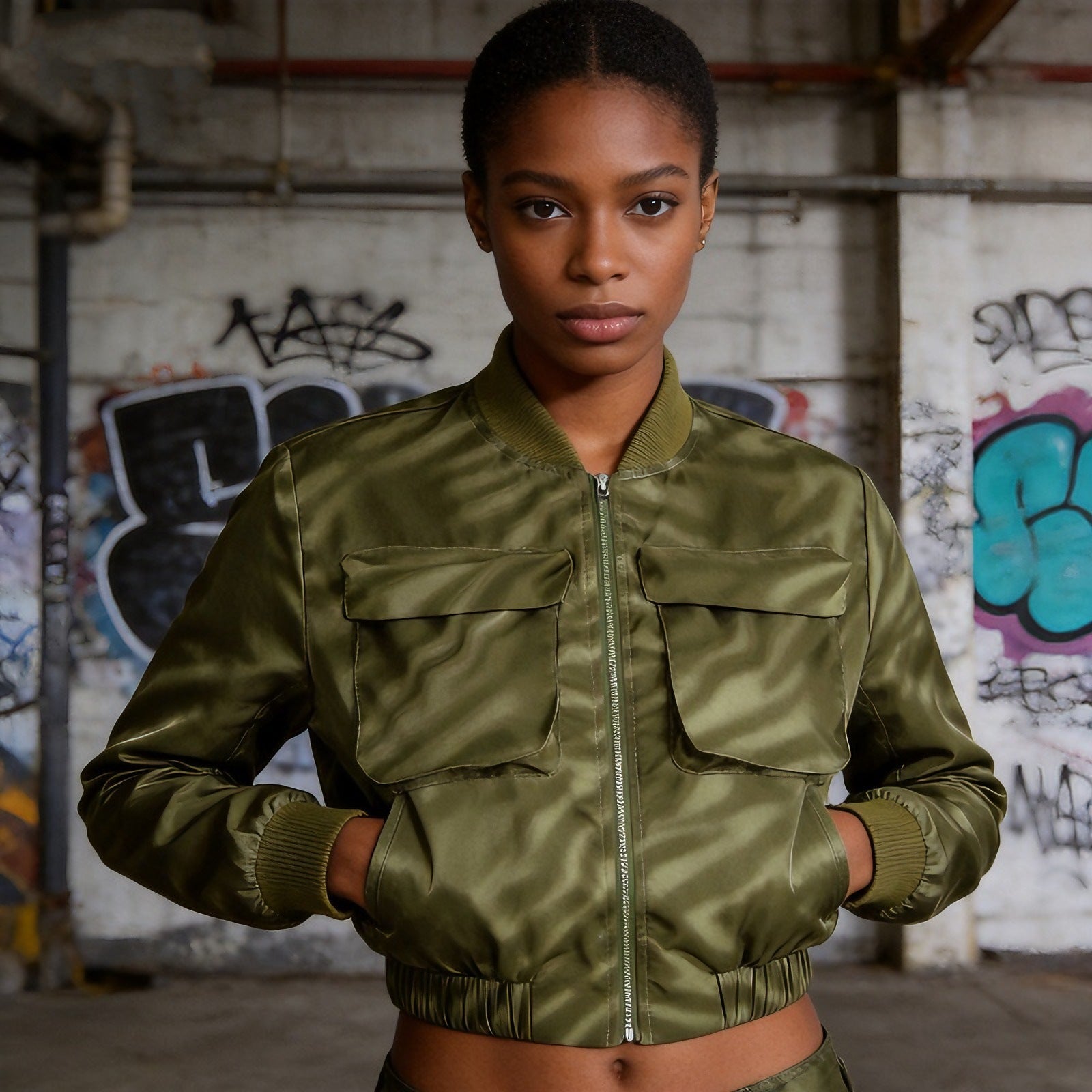 Women's Zip Front Bomber Jacket