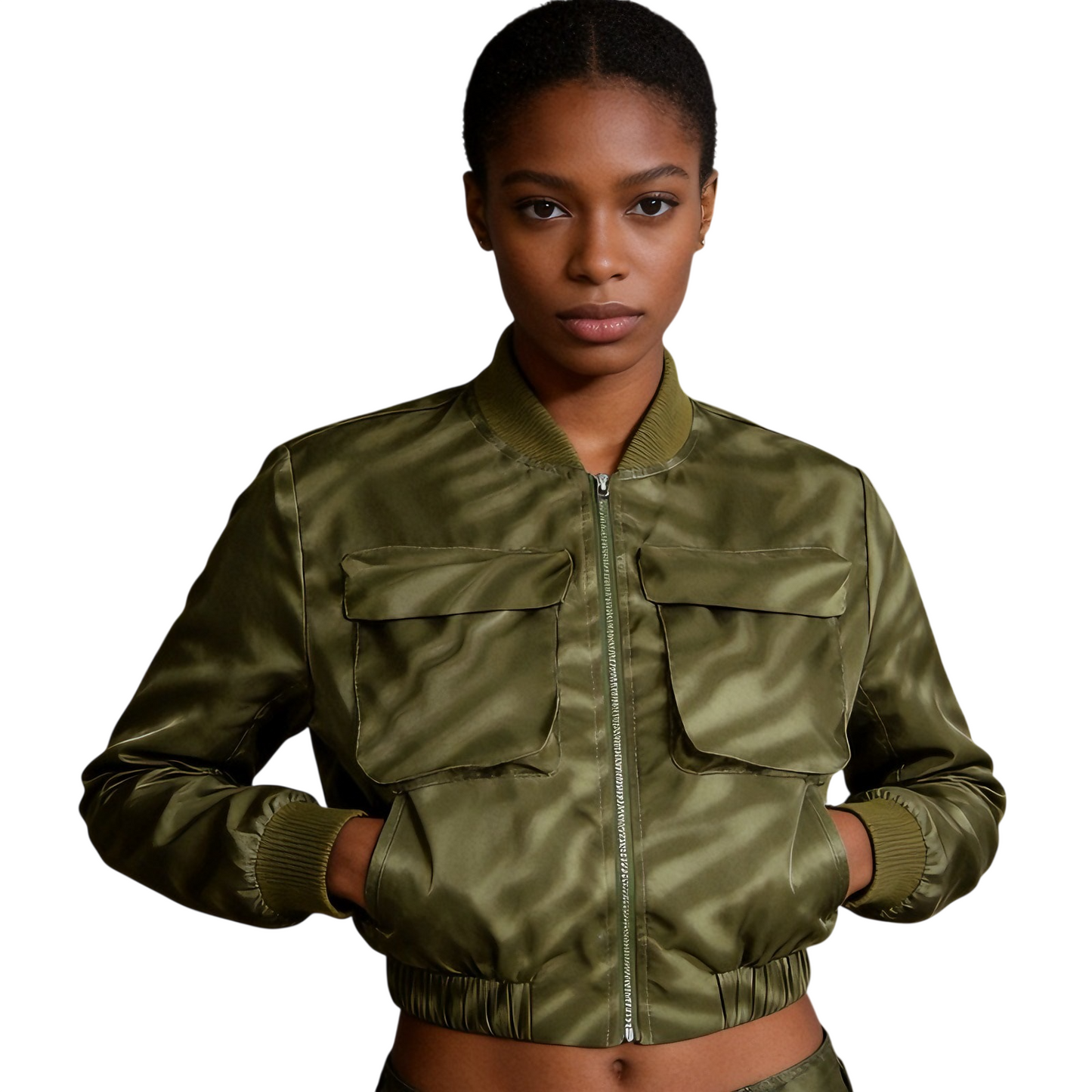 Women's Zip Front Bomber Jacket