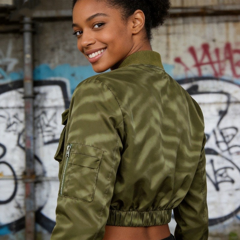 Women's Zip Front Bomber Jacket