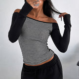 Women's Off Shoulder Striped Top