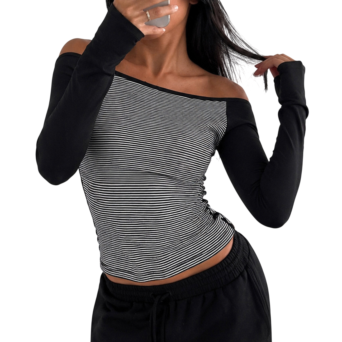 Women's Off Shoulder Striped Top