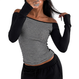 Women's Off Shoulder Striped Top
