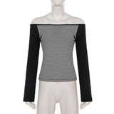 Women's Off Shoulder Striped Top