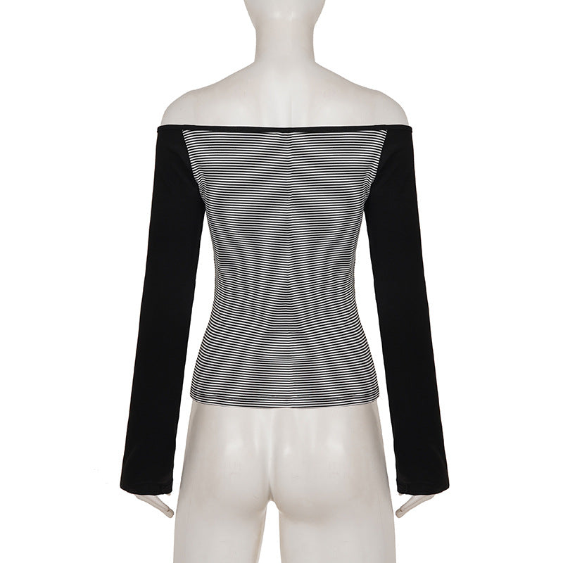 Women's Off Shoulder Striped Top
