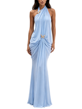 Women's Halter Draped Maxi Dress