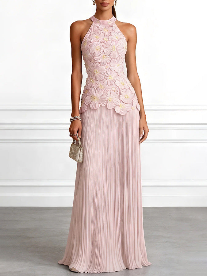 Women's Floral Halter Maxi Dress
