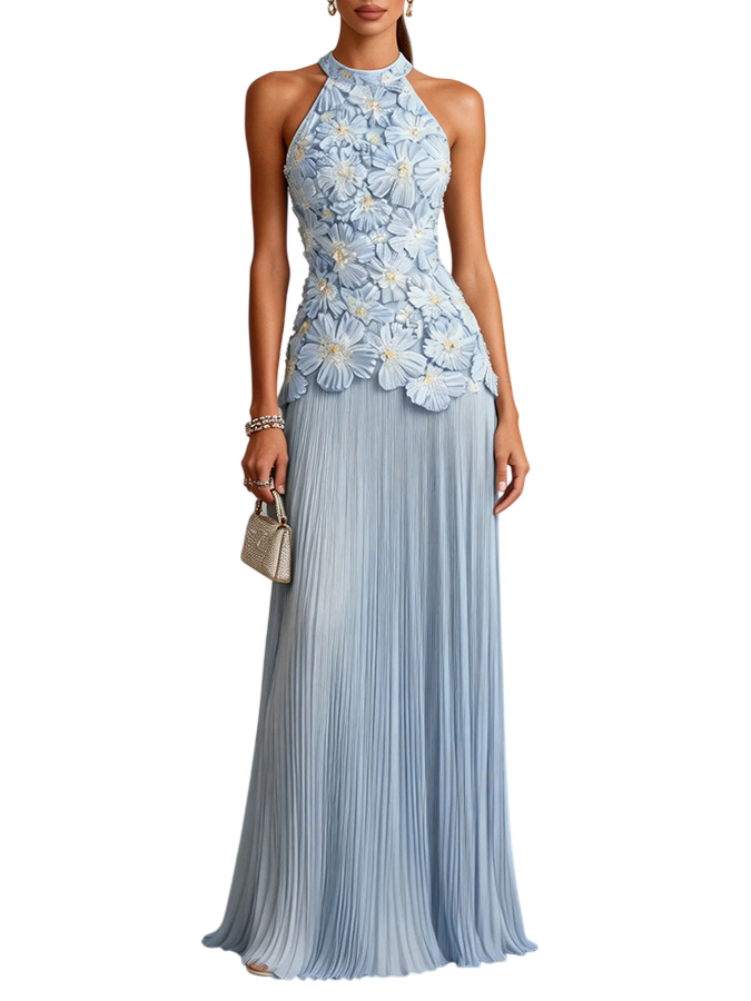 Women's Floral Halter Maxi Dress