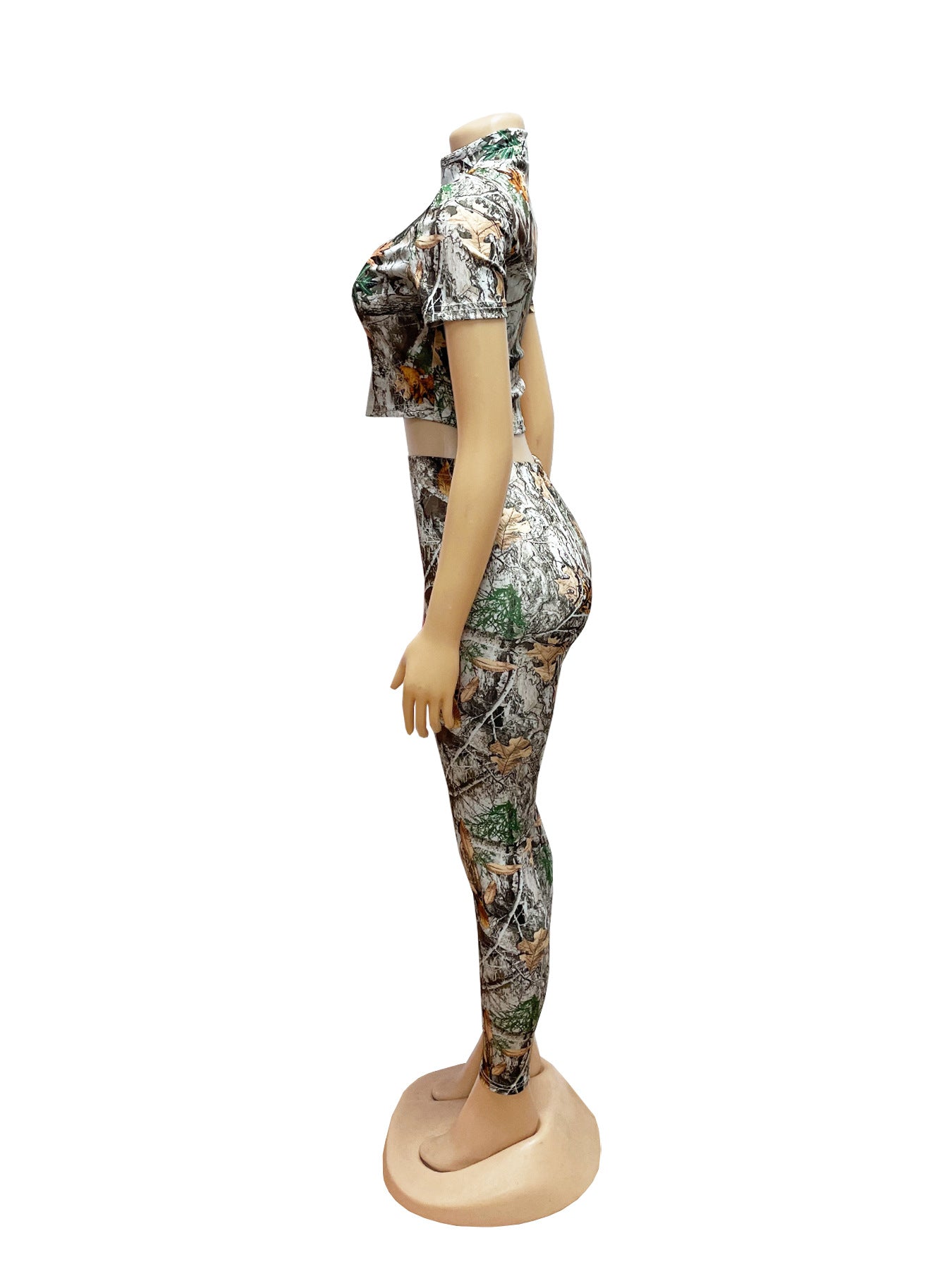 Women's Printed Crop Top & Leggings Set