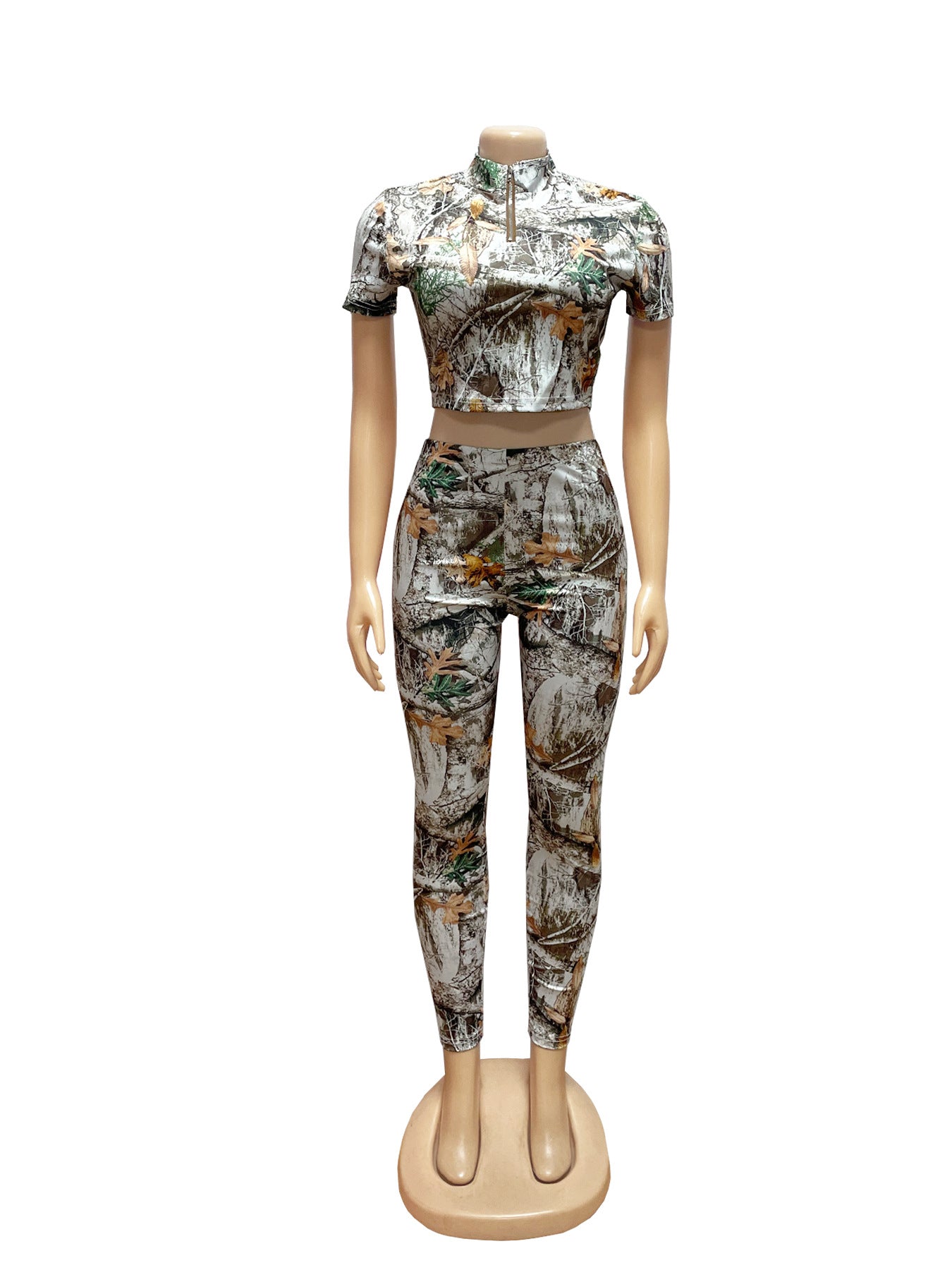 Women's Printed Crop Top & Leggings Set