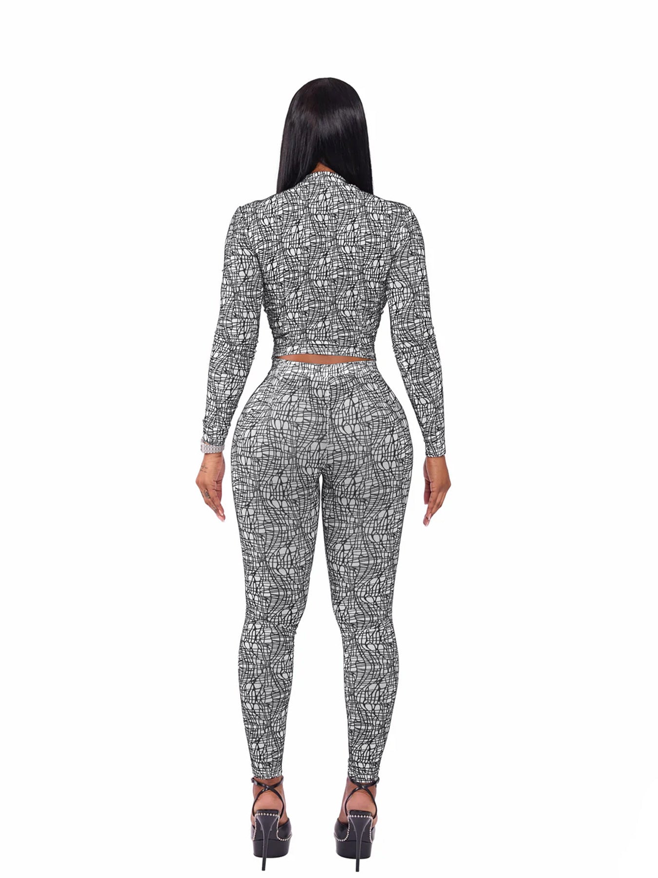 Women's Printed Crop Top & Leggings Set