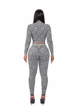 Women's Printed Crop Top & Leggings Set