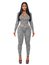 Women's Printed Crop Top & Leggings Set