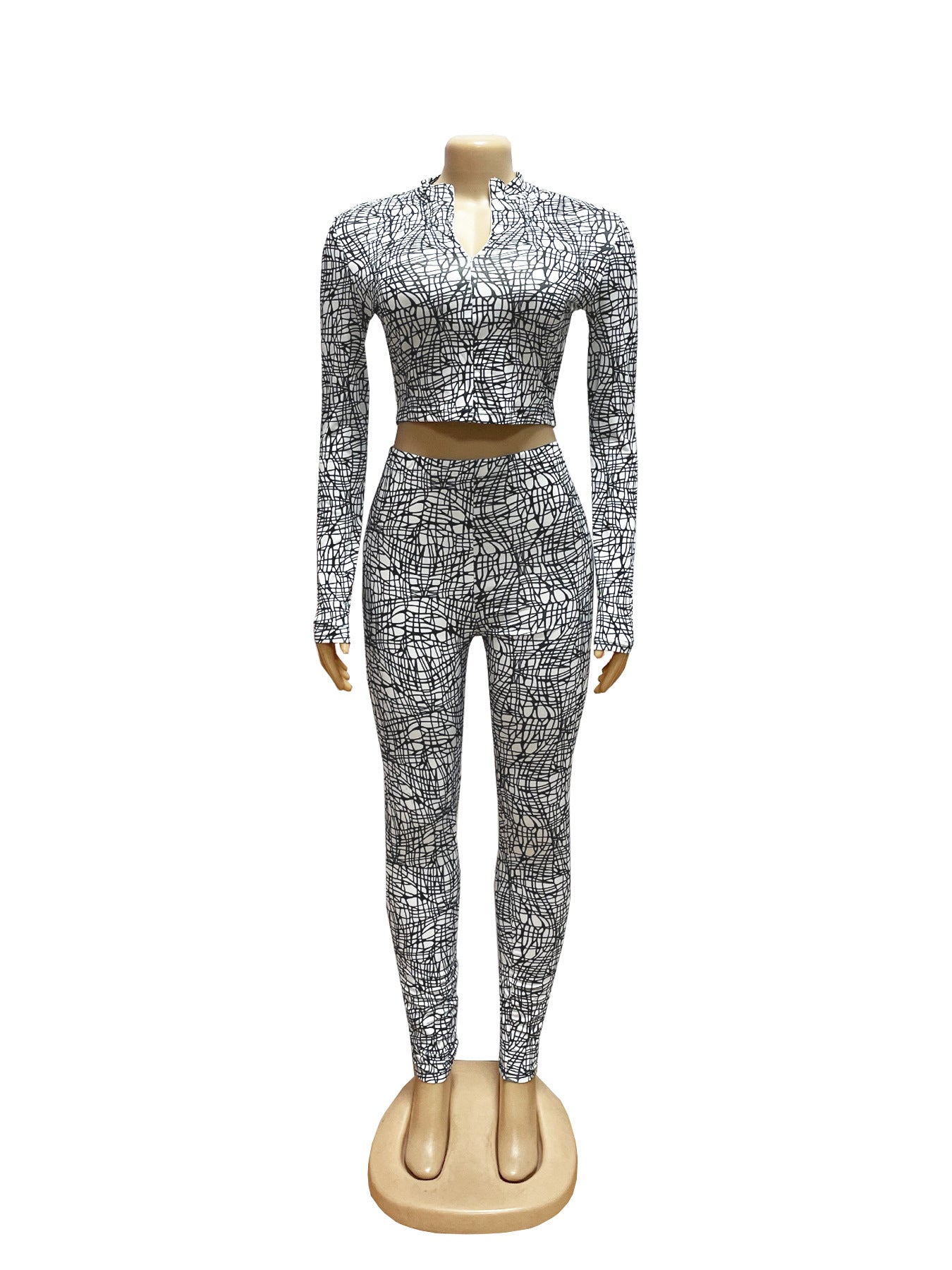 Women's Printed Crop Top & Leggings Set
