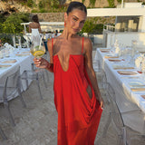 Women's Elegant Plunge Maxi Dress