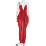 Women's Elegant Plunge Maxi Dress