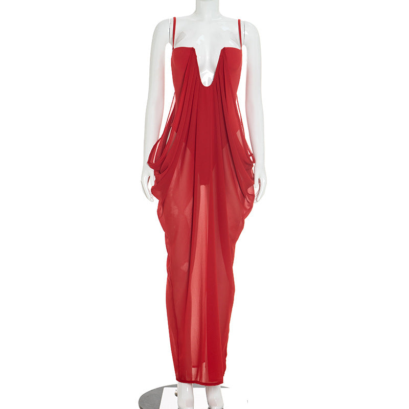 Women's Elegant Plunge Maxi Dress