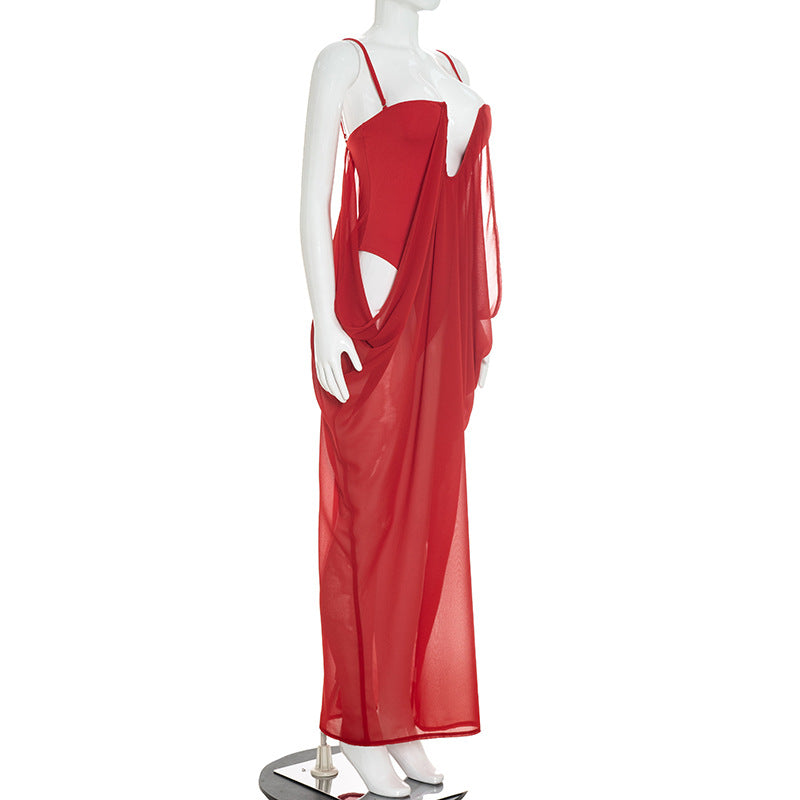 Women's Elegant Plunge Maxi Dress