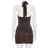 Women's Halter Sequin Mini Dress