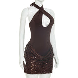 Women's Halter Sequin Mini Dress
