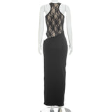 Women's Lace Mesh Maxi Dress