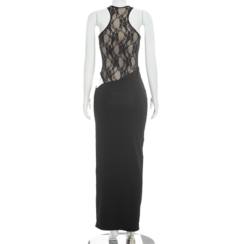 Women's Lace Mesh Maxi Dress