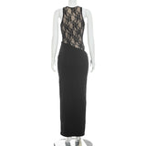 Women's Lace Mesh Maxi Dress