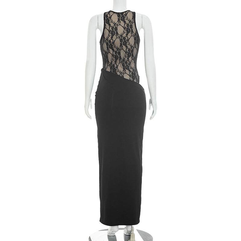 Women's Lace Mesh Maxi Dress