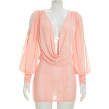 Women's Plunge Neck Mini Dress
