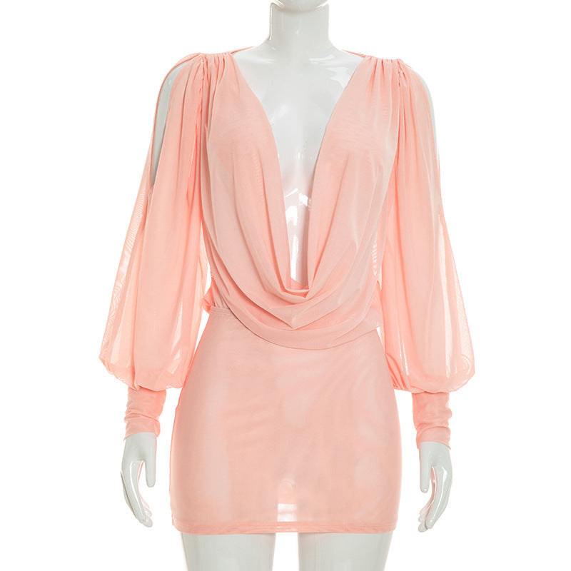 Women's Plunge Neck Mini Dress