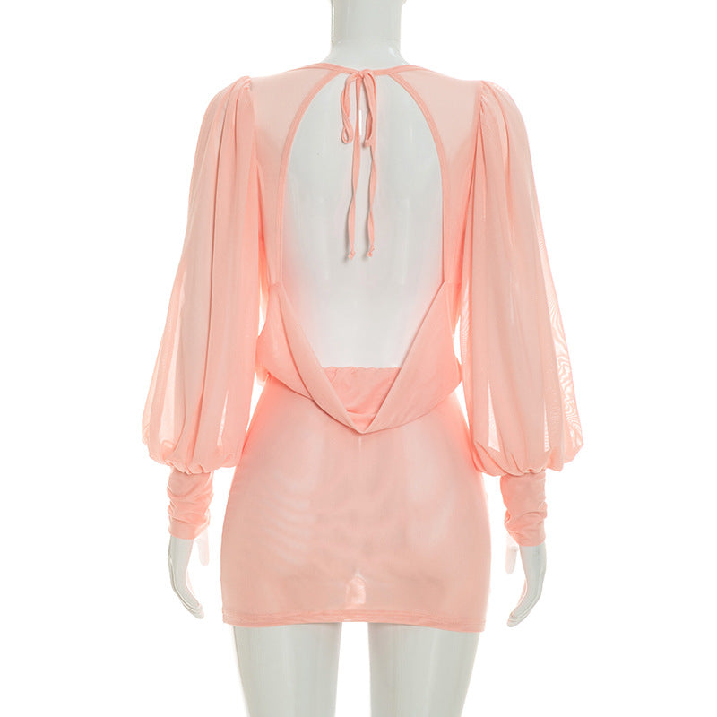 Women's Plunge Neck Mini Dress
