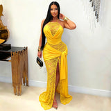 Women's Lace Halter Maxi Dress